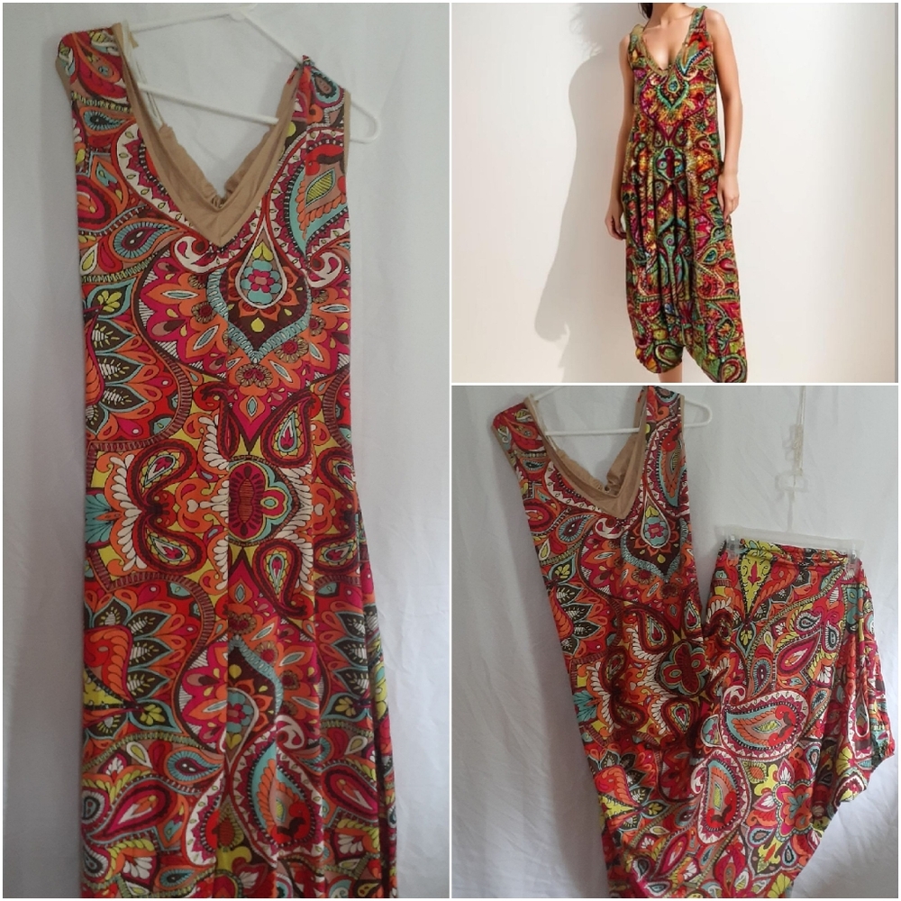 Vibrant Paisley V-Neck Jumpsuit - Multicolor
